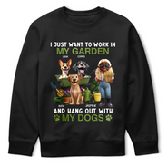 Gardening,Gift For Women,Happy,Pet Lovers,Pet Mom,Dog Lovers,Dog Mom - Work In My Garden And Hang Out With My Dogs - Personalized T Shirt