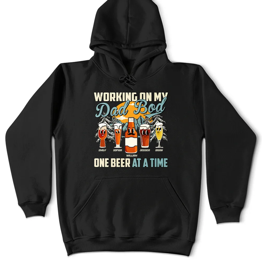 Gift For Father,Gift For Grandpa,Funny - Working On My Dad Bod One Beer At A Time Fun Father - Personalized T Shirt