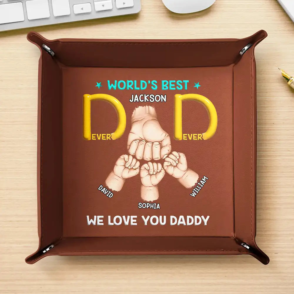 World's Best Dad - Personalized Leather Valet Tray