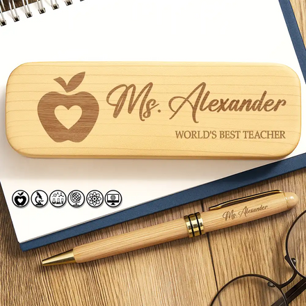 World's Best Teacher - Personalized Wooden Pen Set