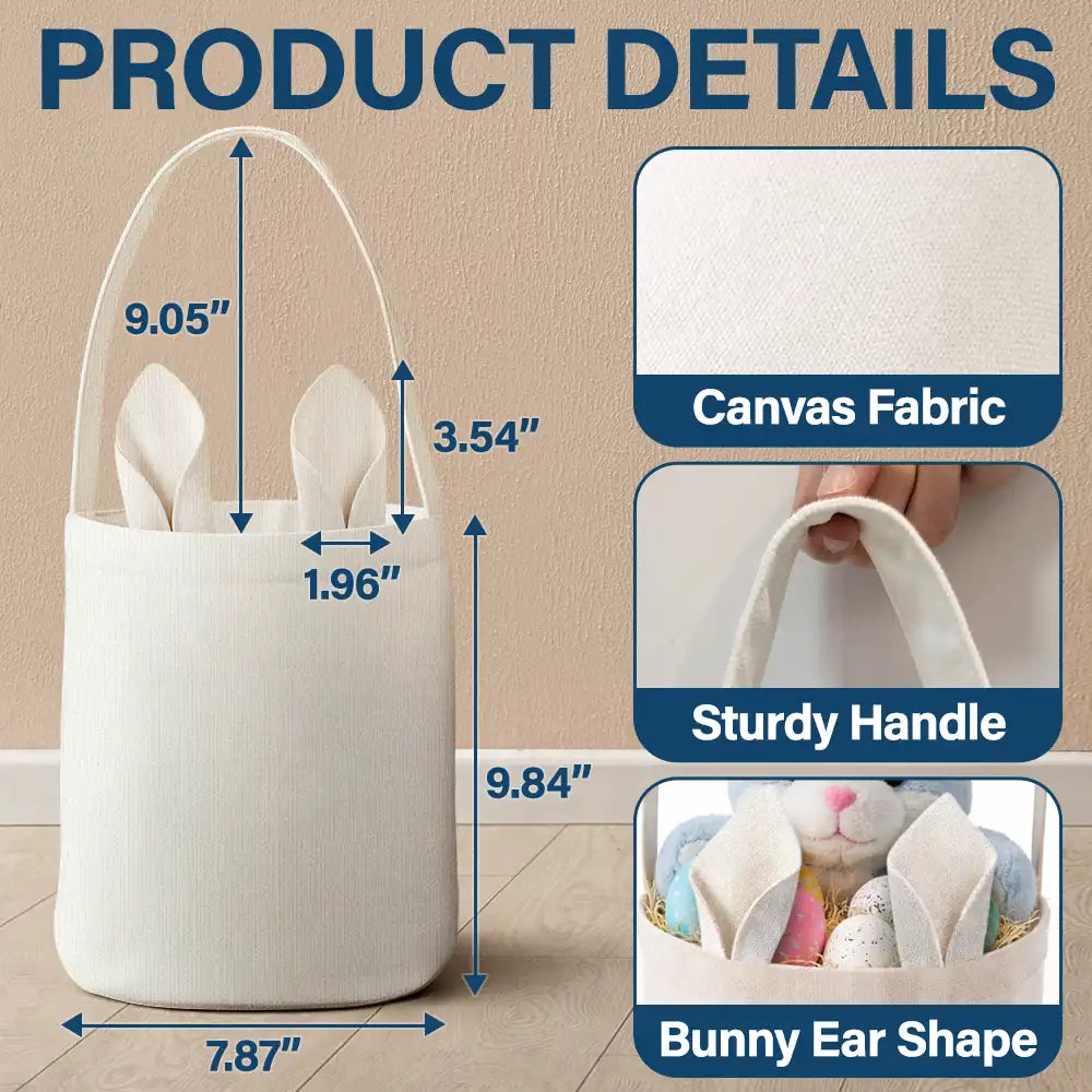 Gift For Kids,Grandpa - Grandkids,Grandma - Grandkids,Gift For Grandkids,Easter - Adorable Animal With Name - Personalized Bunny Ears Bucket Bag