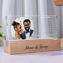 Love,Anniversary,Wedding Anniversary,Gift For Couples,Engaged,Married  - Custom Photo Calendar The Day We Became Mr & Mrs Couple Married Engaged Wedding Gift - Personalized Rectangle LED Light