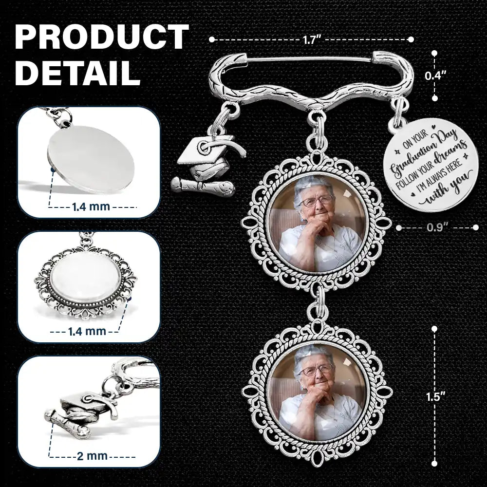 Graduation,Gift For Yourself,Gift For Girlfriend,Family,Memorial - Custom Photo Always On My Mind, Forever In My Heart - Personalized Graduation Tassel Pin