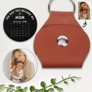 Gift For Father,Gift For Men,Gift For Husband,Happy,Gift For Mother,Gift For Women,New Dad,New Mom - Custom Photo Calendar The Day You Became My Daddy Papa - Personalized Leather Pocket Hug