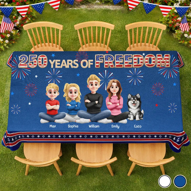 Independence Day,America 250th,Family,Happy,Gift For Yourself - Faux Embroidery Effect Fireworks Stars USA 250 Years Of Freedom - Personalized Tablecloth