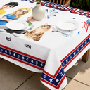 Independence Day,America 250th,Family,Happy,Gift For Yourself - Faux Embroidery Effect Fireworks Stars USA 250 Years Of Freedom - Personalized Tablecloth