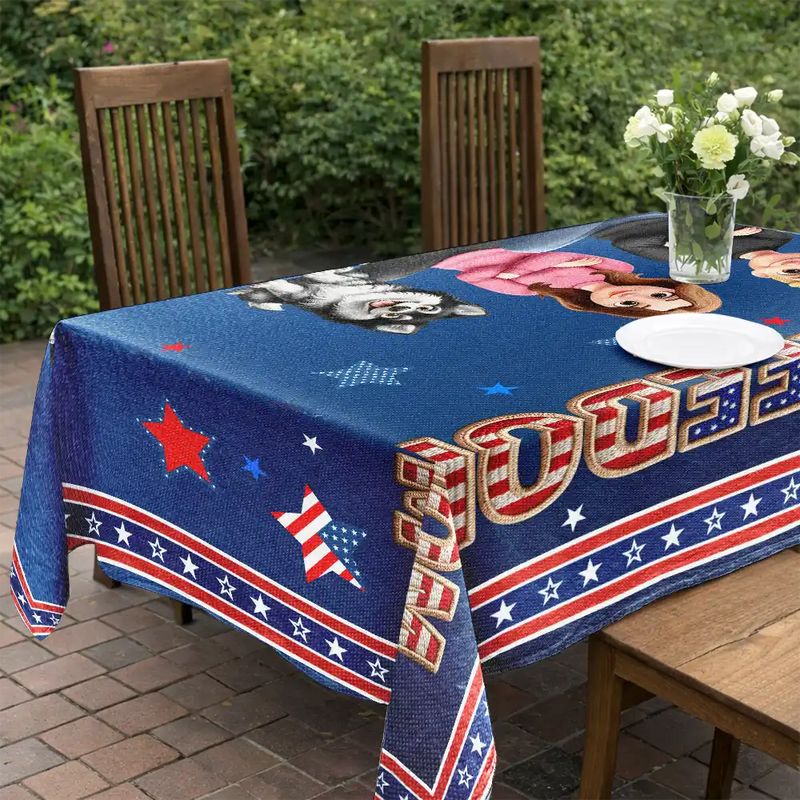 Independence Day,America 250th,Family,Happy,Gift For Yourself - Faux Embroidery Effect Fireworks Stars USA 250 Years Of Freedom - Personalized Tablecloth