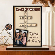 Family,Gift For Mother,Gift For Father,Gift For Husband,Gift For Wife,Gift For Women,Gift For Men,Happy,Gift For Yourself,Crossword - Crossword Custom Photo Together We Make A Family - Personalized Custom Shaped 2-Layered Wooden Plaque