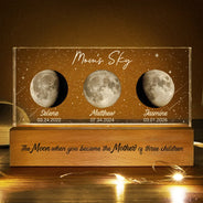 Gift For Mother,Gift For Women,Happy,Gift For Wife,Family - Moon Phase Custom Photo Mom Sky The Moon When You Became A Mother - Personalized Rectangle LED Light