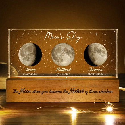 Moon Phase Custom Photo Mom Sky The Moon When You Became A Mother - Personalized Rectangle LED Light