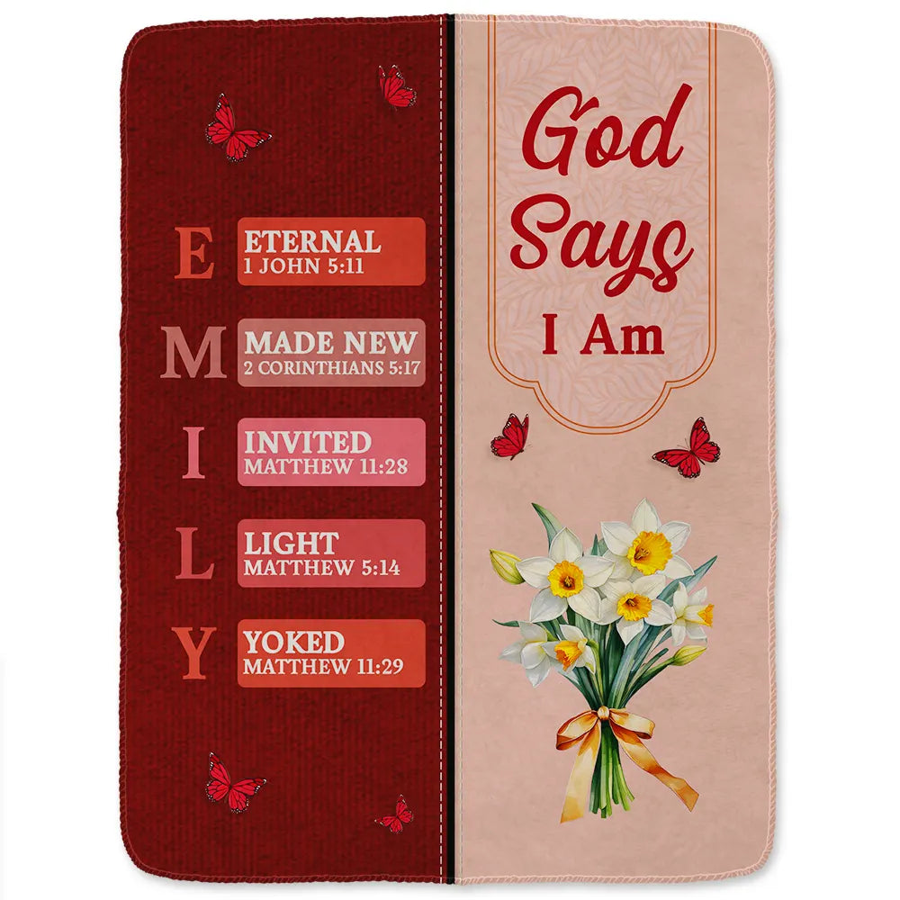 Gift For Wife,Gift For Girlfriend,Gift For Yourself,Gift For Women,Gift For Aunt,Gift For Mother,Gift For Grandma,Gift For Daughter,Gift For Sisters,Gift For Bestie,Happy,Christian,Icon - Created With A Purpose Birth Month Flower - Personalized Fleece Blanket, Sherpa Blanket