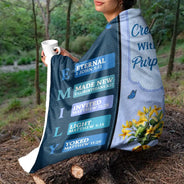 Gift For Wife,Gift For Girlfriend,Gift For Yourself,Gift For Women,Gift For Aunt,Gift For Mother,Gift For Grandma,Gift For Daughter,Gift For Sisters,Gift For Bestie,Happy,Christian,Icon - Created With A Purpose Birth Month Flower - Personalized Fleece Blanket, Sherpa Blanket
