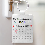 New Dad,New Mom,Gift For Father,Gift For Mother,Happy,Non-Eng,Photo - Pencil Sketch,Calendar,Sentimental - Custom Photo Pencil Sketch Calendar The Day You Became My Daddy Mommy - Personalized Custom Shaped Leather Keychain