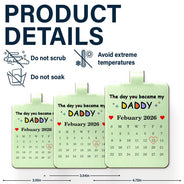 New Dad,New Mom,Gift For Father,Gift For Mother,Happy,Non-Eng,Photo - Pencil Sketch,Calendar,Sentimental - Custom Photo Pencil Sketch Calendar The Day You Became My Daddy Mommy - Personalized Custom Shaped Leather Keychain