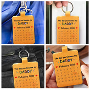 New Dad,New Mom,Gift For Father,Gift For Mother,Happy,Non-Eng,Photo - Pencil Sketch,Calendar,Sentimental - Custom Photo Pencil Sketch Calendar The Day You Became My Daddy Mommy - Personalized Custom Shaped Leather Keychain