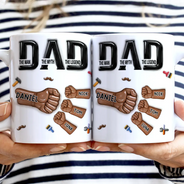 Gift For Father,Top Market,Afro Dad,Non-Eng,Icon,Confident - 3D Inflated Effect Ceramic Hand Punch Dad The Man The Myth The Legend - Personalized White Edge-to-Edge Mug
