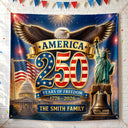 America 250th,Independence Day,Family,Happy,Proud - Vintage United States Of America 250th Anniversary - Personalized Backdrop