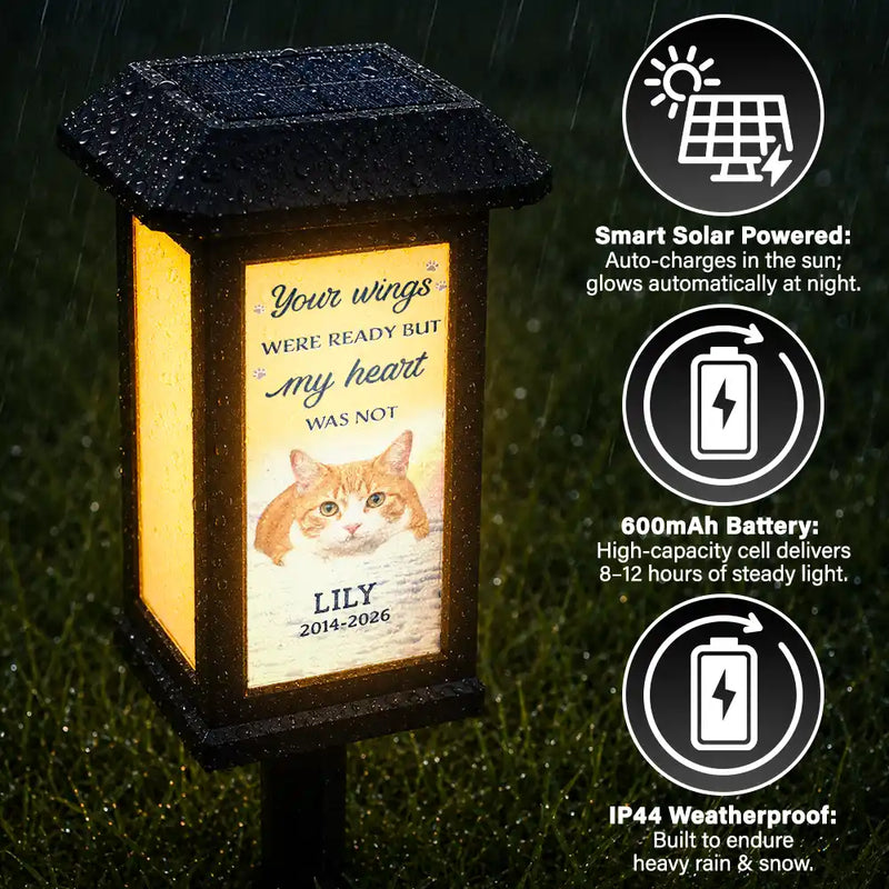 Christmas, Custom Photo, Sympathetic, Pet Lovers, Memorial, Remove BG Photo - Custom Photo Memorial Pet No Longer By My Side But Forever in My Heart - Personalized Solar Garden Light