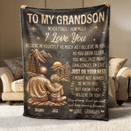 Gift For Son,Gift For Children,Inspirational,Vector - My Son Grandson Keep Moving Forward Just Do Your Best - Personalized Fleece Blanket, Sherpa Blanket