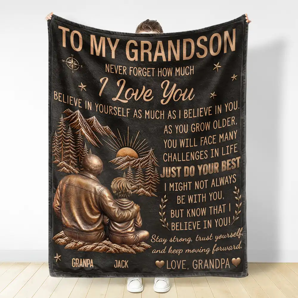 Gift For Son,Gift For Children,Inspirational,Vector - My Son Grandson Keep Moving Forward Just Do Your Best - Personalized Fleece Blanket, Sherpa Blanket
