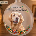 Art Design,Christmas,Pet Memorial,Sympathetic,Pet Lovers,Memorial,Photo - Stained Glass - Custom Photo Stained Glass Memorial Pet Forever In My Heart Always Loved - Personalized Round Flat Bottle Light