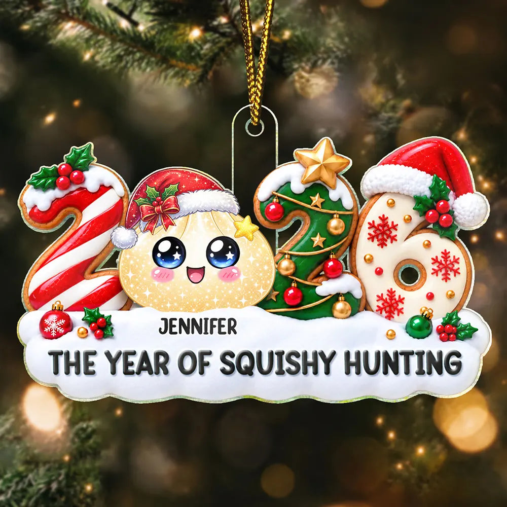 Playful, Christmas, Gift For Kids, Icon - The Year Of Squishy Dumpling Hunting 2026 Keepsake Gift For Kids Daughter - Personalized Custom Shaped Acrylic Ornament