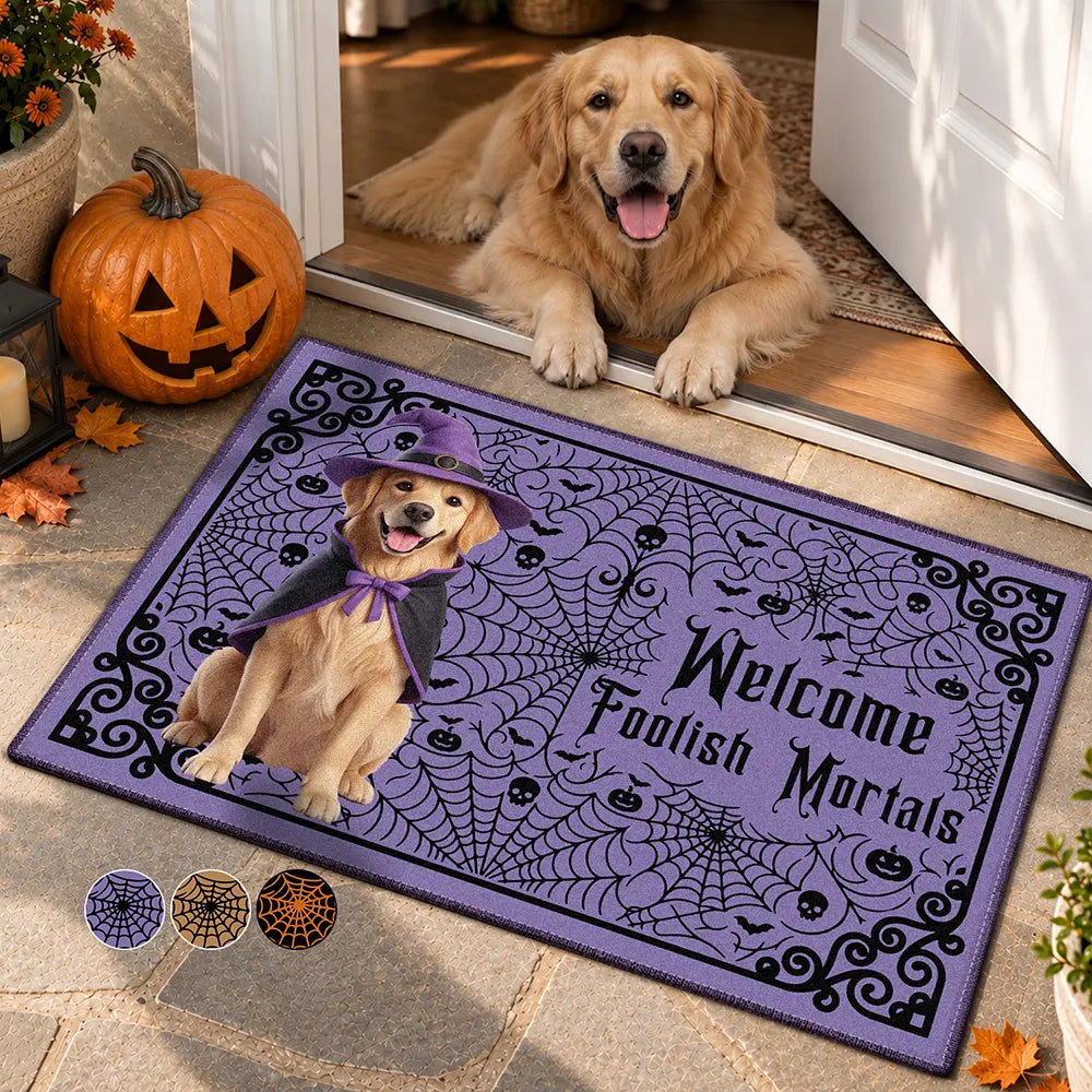 Art Design, Custom Photo, Halloween, Pet Lovers, Photo - Halloween Theme Accessories 3D Cartoon, Playful, Top Market - Halloween Spooky Decor For Pet Lovers - Personalized Custom Photo Welcome Doormat