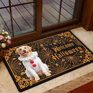 Art Design, Custom Photo, Halloween, Pet Lovers, Photo - Halloween Theme Accessories 3D Cartoon, Playful, Top Market - Halloween Spooky Decor For Pet Lovers - Personalized Custom Photo Welcome Doormat