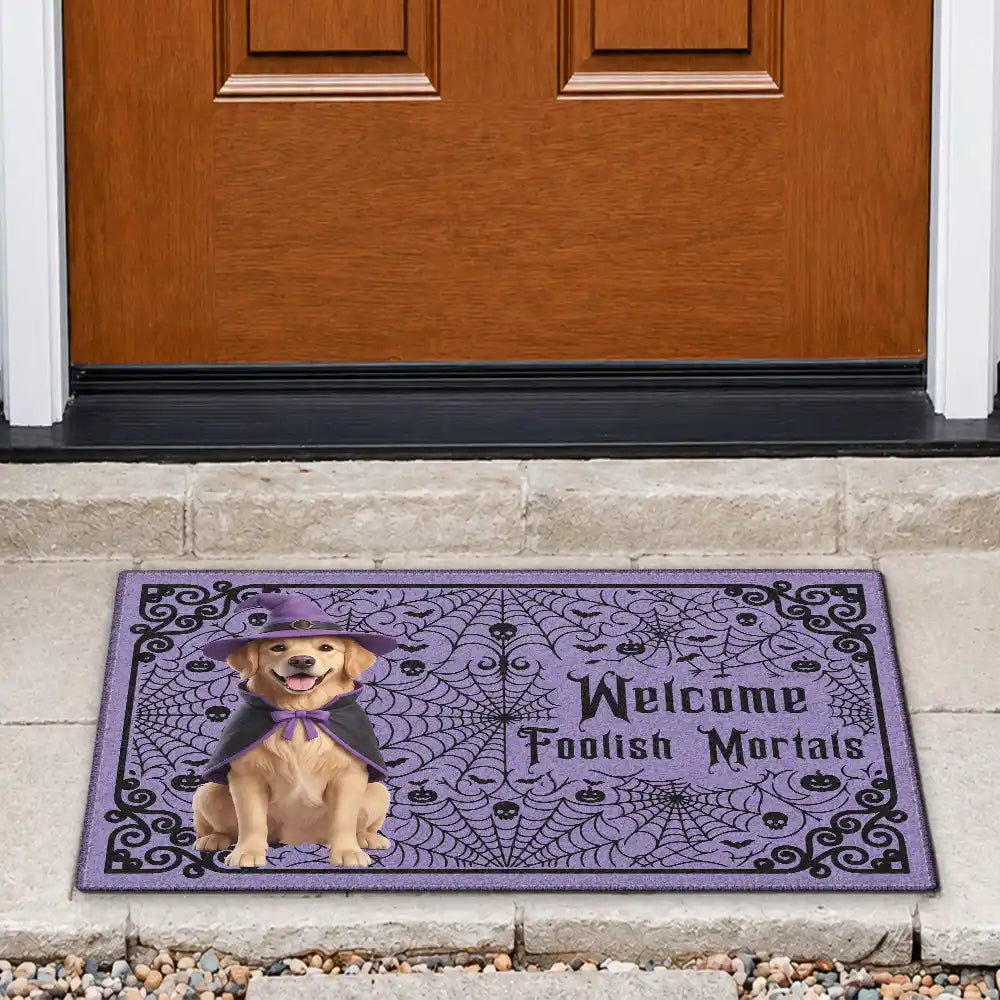 Art Design, Custom Photo, Halloween, Pet Lovers, Photo - Halloween Theme Accessories 3D Cartoon, Playful, Top Market - Halloween Spooky Decor For Pet Lovers - Personalized Custom Photo Welcome Doormat
