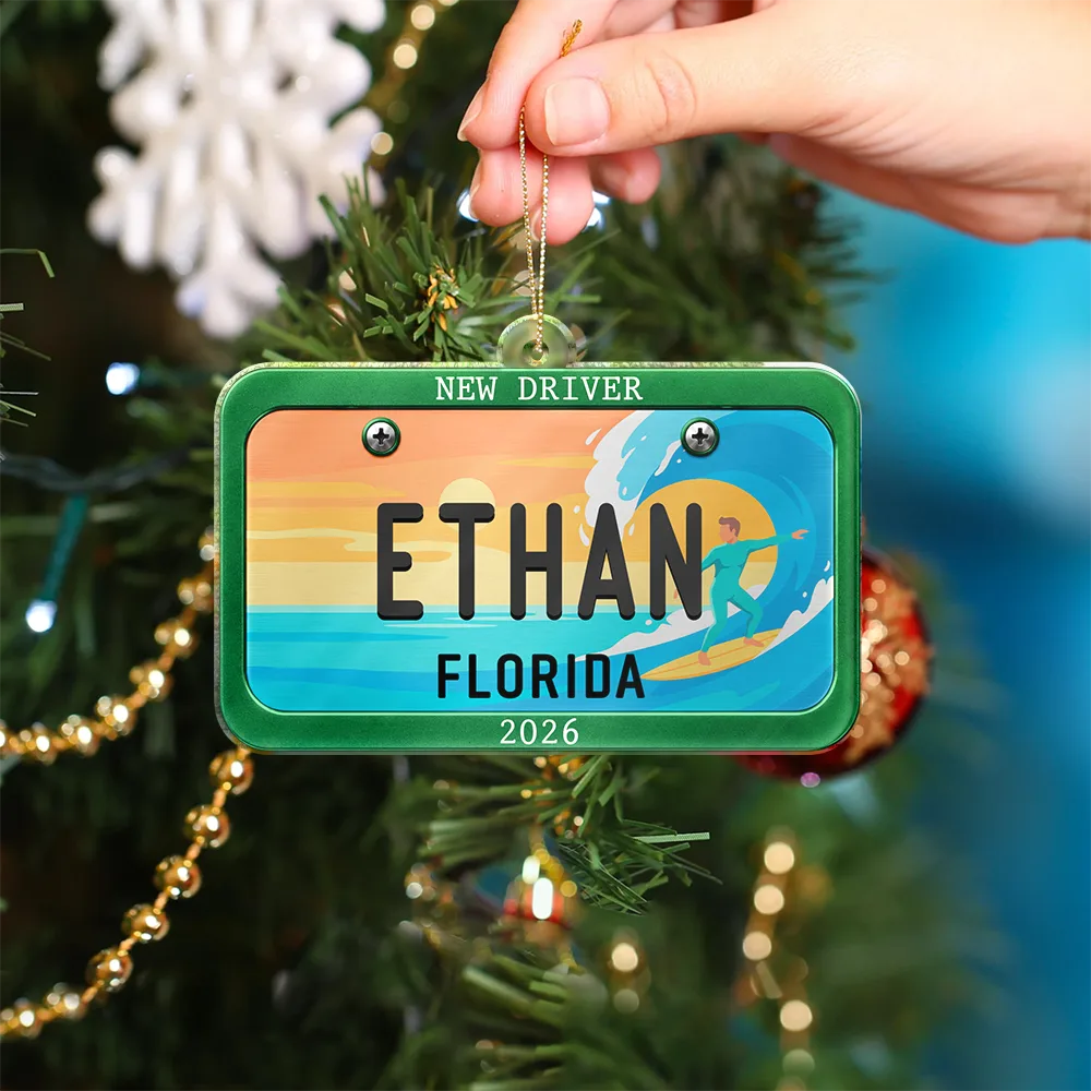 Top Market,Gifts For Her,Gift For Mother,Mom - Children,Icon,Happy - US State Car Plates Christmas Gift For New Driver - Personalized Custom Shaped Acrylic Ornament