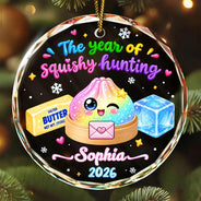 Top Market,Playful,Christmas,Gift For Kids,Icon - Custom Squishy Dumpling The Year Of Squishies Keepsake Gift For Kids - Personalized Circle Glass Ornament