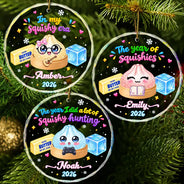 Top Market,Playful,Christmas,Gift For Kids,Icon - Custom Squishy Dumpling The Year Of Squishies Keepsake Gift For Kids - Personalized Circle Glass Ornament