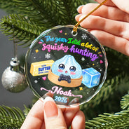 Top Market,Playful,Christmas,Gift For Kids,Icon - Custom Squishy Dumpling The Year Of Squishies Keepsake Gift For Kids - Personalized Circle Glass Ornament