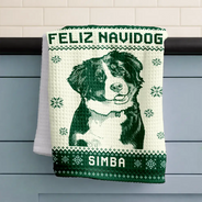 Art Design, Christmas, Custom Photo, Happy, Pet Lovers, Photo -  Knit-Style Line Art - Christmas Gift For Pet Lovers - Personalized Custom Photo Knit Line Art Pet Portrait Kitchen Towel