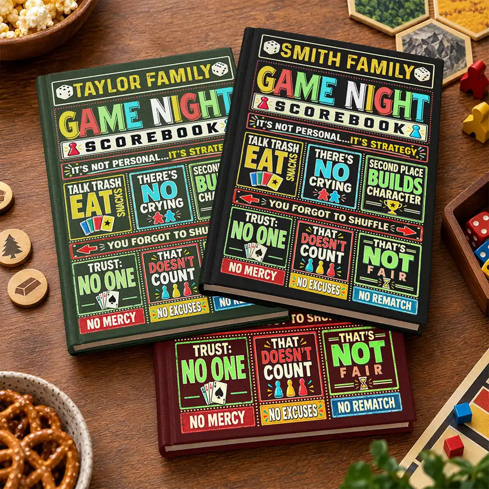 Board Game,Custom Text,Family,Humorous,Top Market - Gift For Board Game Lovers, Family, Parents, Grandparents - Personalized Funny Game Night Score Book Hardcover Journal