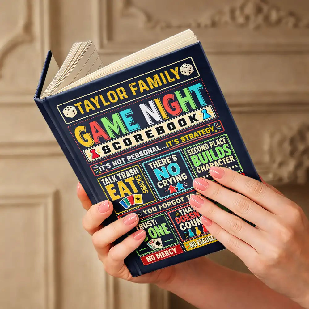 Board Game,Custom Text,Family,Humorous,Top Market - Gift For Board Game Lovers, Family, Parents, Grandparents - Personalized Funny Game Night Score Book Hardcover Journal
