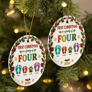 Christmas,Family,First Christmas,Icon,Sentimental,Top Market - Christmas Gift For New Parents - Personalized Our First Christmas As A Family Ceramic Ornament