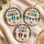 Christmas,Family,First Christmas,Icon,Sentimental,Top Market - Christmas Gift For New Parents - Personalized Our First Christmas As A Family Ceramic Ornament