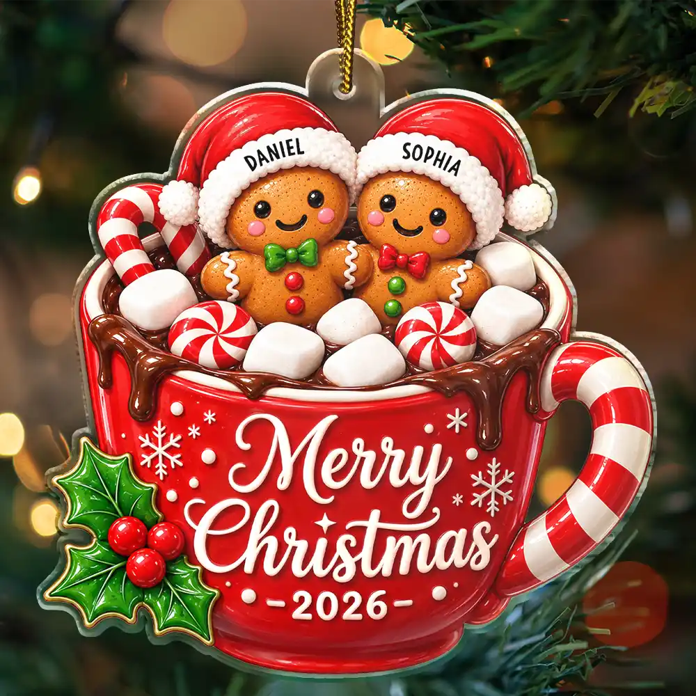 Christmas,Family,Happy,Top Market,Vector - Christmas Gift For Family - Personalized Gingerbread Acrylic Ornament