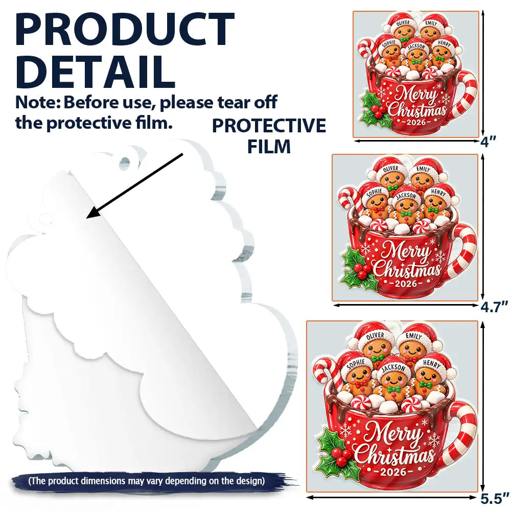 Christmas,Family,Happy,Top Market,Vector - Christmas Gift For Family - Personalized Gingerbread Acrylic Ornament