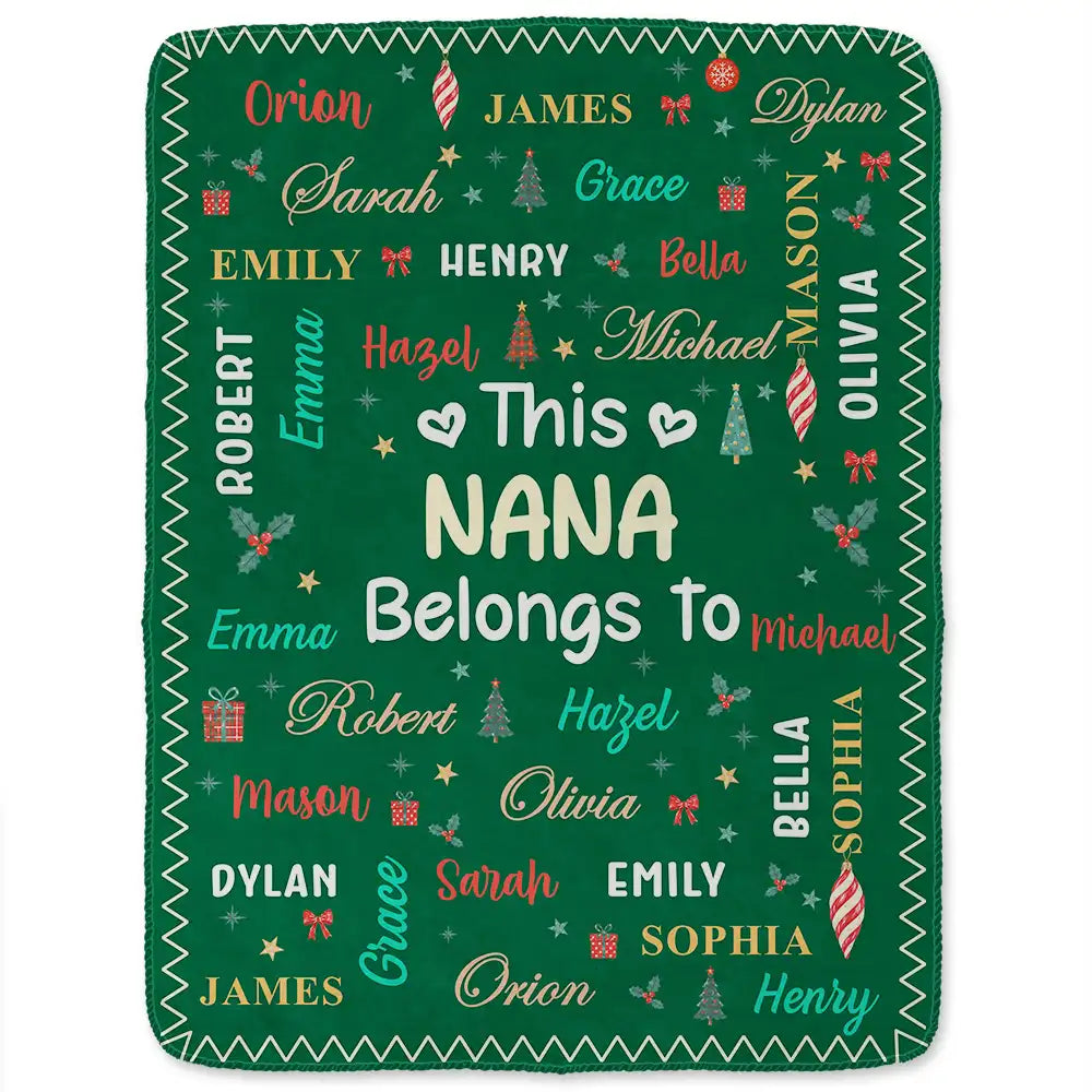 Christmas,Custom Text,Gift For Grandma,Gifts For Her,Happy - Christmas Gift For Grandma Nana - Personalized Kids Names Fleece Blanket, Sherpa Blanket