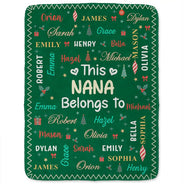 Christmas,Custom Text,Gift For Grandma,Gifts For Her,Happy - Christmas Gift For Grandma Nana - Personalized Kids Names Fleece Blanket, Sherpa Blanket