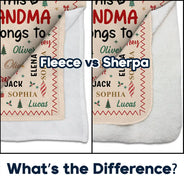 Christmas,Custom Text,Gift For Grandma,Gifts For Her,Happy - Christmas Gift For Grandma Nana - Personalized Kids Names Fleece Blanket, Sherpa Blanket