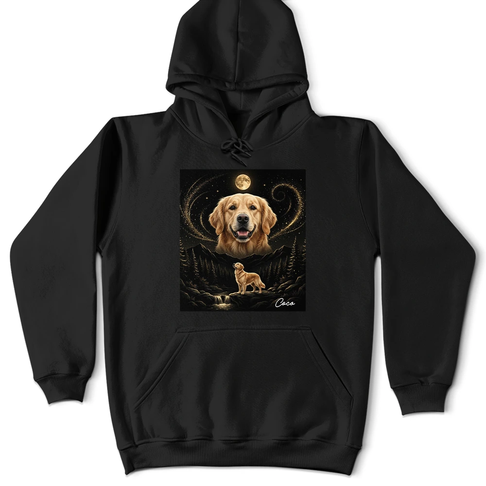 Art Design,Custom Photo,Pet Lovers,Photo - Moon Pet ,Playful - Gift For Dog Lovers - Personalized Custom Photo Moonlight Night Sky Portrait T Shirt