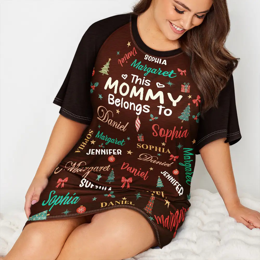 Christmas,Custom Text,Gift For Grandma,Gifts For Her,Happy - Christmas Gift For Grandma Nana - Personalized Kids Names Women's Sleep Tee