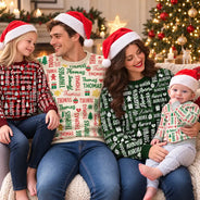 Christmas,Custom Text,Family,Happy - Matching Christmas Gift For Family - Personalized Member Names Unisex Ugly Sweater