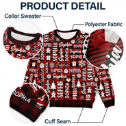 Christmas,Custom Text,Family,Happy - Matching Christmas Gift For Family - Personalized Member Names Unisex Ugly Sweater