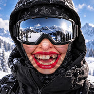 Christmas, Humorous, Icon, Skiing - Winter Skiing Gag Gift For Friends, Matching Gear For Couple - Personalized 3D Realistic Funny Face Printed Balaclava Face Mask