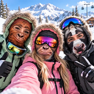Christmas,Humorous,Icon,Motorcycle - Winter Skiing Gag Gift For Friends, Family Matching Gear - Personalized 3D Realistic Animal Funny Face Balaclava Face Mask