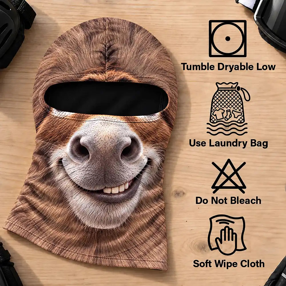 Christmas,Humorous,Icon,Motorcycle - Winter Skiing Gag Gift For Friends, Family Matching Gear - Personalized 3D Realistic Animal Funny Face Balaclava Face Mask